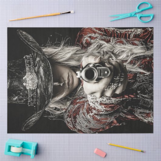 Decoupage Westerne Frontier Lady Sheriff Tissuepapier (Craft)