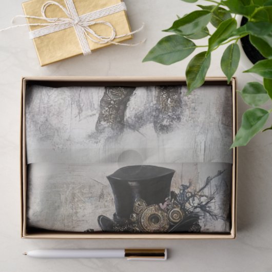 Decoupage Westerne Jurk Lady Steampunk Blauw Tissuepapier (Geschenk)