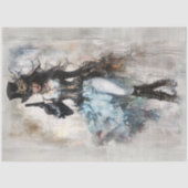 Decoupage Westerne Jurk Lady Steampunk Blauw Tissuepapier (Voorkant)