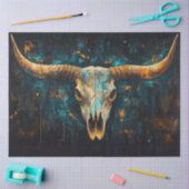 Decoupage Westerne schedel Longhorn Blauwgroen roe Tissuepapier (Craft)