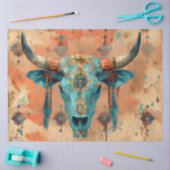 Decoupage Westerne schedel turquoise faux achtergr Tissuepapier (Craft)