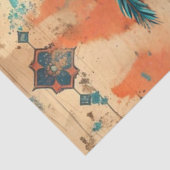 Decoupage Westerne schedel turquoise faux achtergr Tissuepapier (Detail)