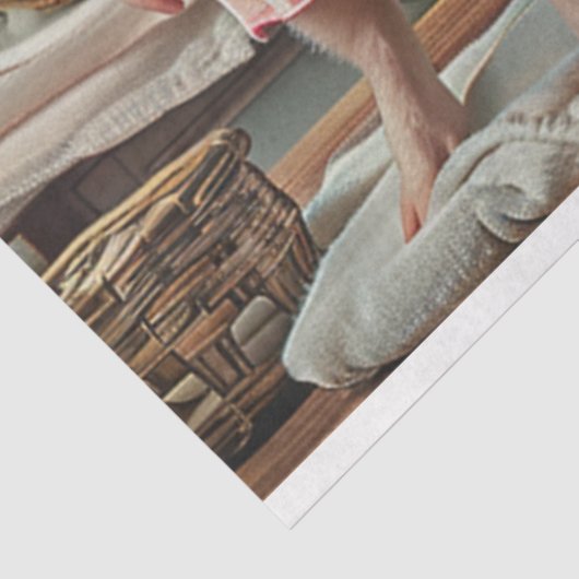 Decoupage Whimsical 3 Varkens Geruite Jurken Tissuepapier (Detail)