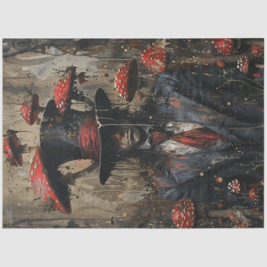 Decoupage Whimsical Afbeelding Man Suit Paddestoel Tissuepapier (Voorkant)