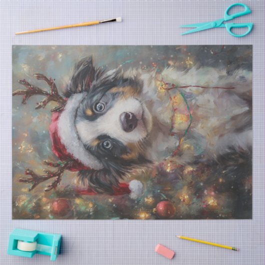 Decoupage Whimsical Australian Shepard Kerstmis Tissuepapier (Craft)