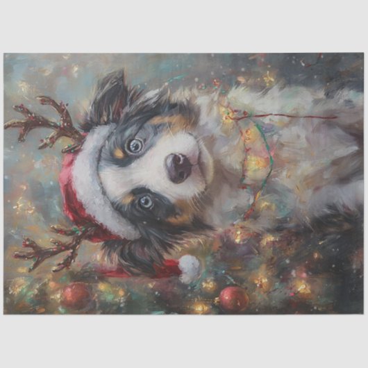 Decoupage Whimsical Australian Shepard Kerstmis Tissuepapier (Voorkant)