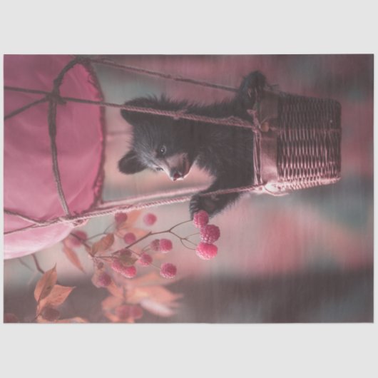 Decoupage Whimsical Baby Beer Ballon Eatin Berrie Tissuepapier (Voorkant)