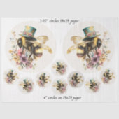 Decoupage Whimsical Bee 12" Rounds 4" Coasters Tissuepapier (Voorkant)