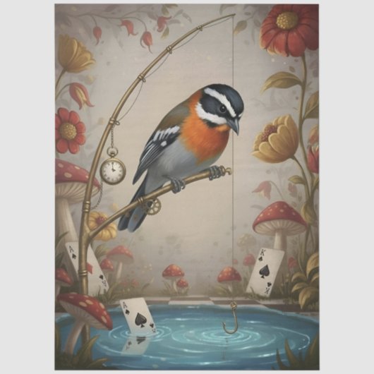Decoupage Whimsical Bird Seidenpapier Tissuepapier (Voorkant)
