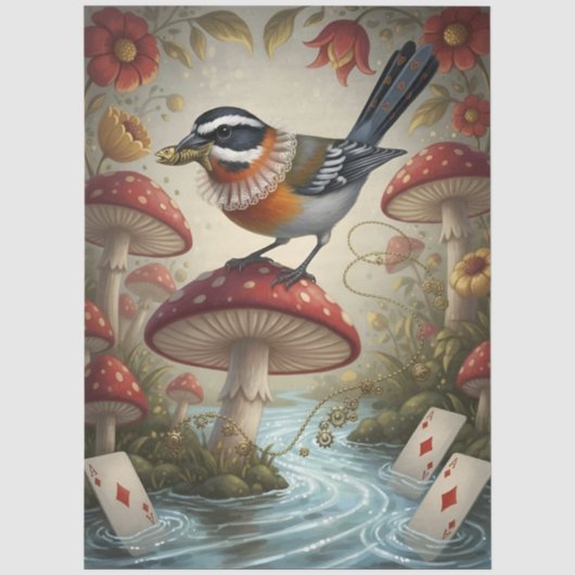 Decoupage Whimsical Bird Seidenpapier Tissuepapier (Voorkant)