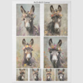 Decoupage Whimsical Bloemrijke Ezel Rustoord Kunst Tissuepapier (Voorkant)