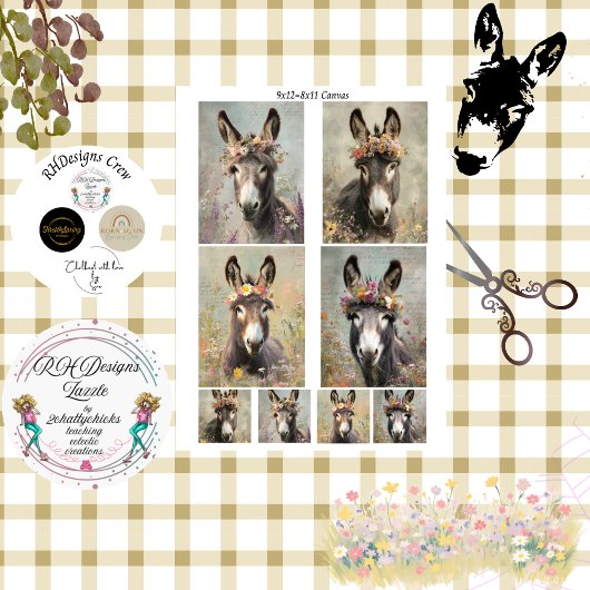 Decoupage Whimsical Bloemrijke Ezel Rustoord Kunst Tissuepapier