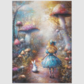 Decoupage Whimsical Blond Meisje & Konijn Bos Tissuepapier (Voorkant)