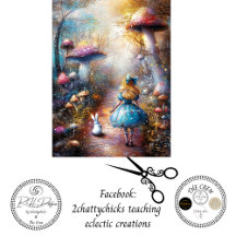 Decoupage Whimsical Blond Meisje & Konijn Bos