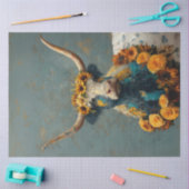 Decoupage Whimsical Blue Cracked Highland Koe Tissuepapier (Craft)