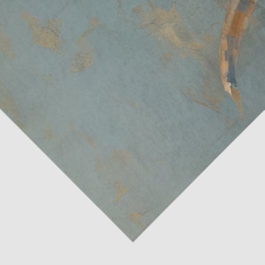 Decoupage Whimsical Blue Cracked Highland Koe Tissuepapier (Detail)