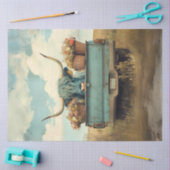 Decoupage Whimsical Blue Haired Highland Koe Truck Tissuepapier (Craft)