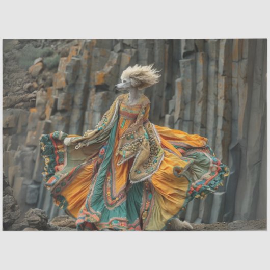 Decoupage Whimsical Boho Standaard Poedel Jurk Tissuepapier (Voorkant)