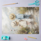 Decoupage Whimsical Boy Girl Walking Mud Road Tissuepapier (Craft)