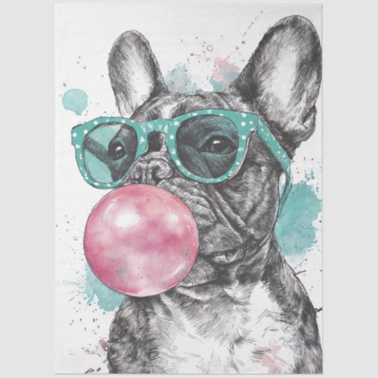 Decoupage Whimsical Bubble Gum Bulldog Tissuepapier (Voorkant)