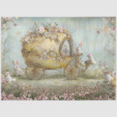 Decoupage Whimsical Carriage Rabbit Easter Scene Tissuepapier (Voorkant)