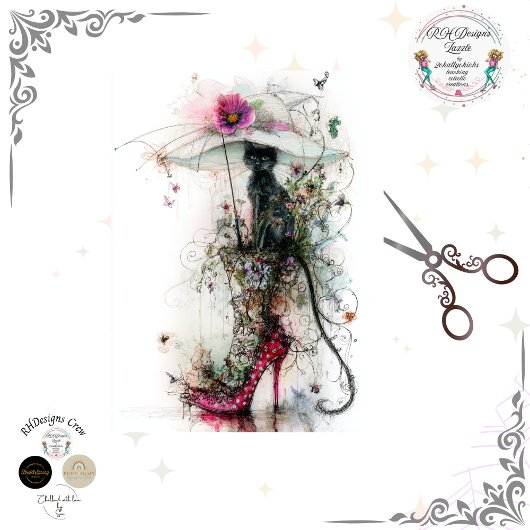 Decoupage Whimsical Cat Parasol Catwalk Companions Tissuepapier