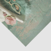 Decoupage Whimsical Cat Rustin Stool Tissuepapier (Detail)