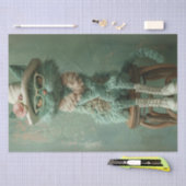 Decoupage Whimsical Cat Rustin Stool Tissuepapier (Craft)