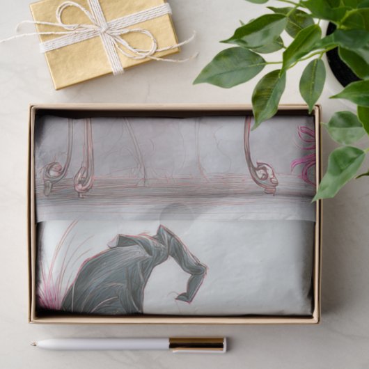 Decoupage Whimsical Cat Witch High Heels Catwalk  Tissuepapier (Geschenk)