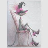 Decoupage Whimsical Cat Witch High Heels Catwalk Tissuepapier (Voorkant)