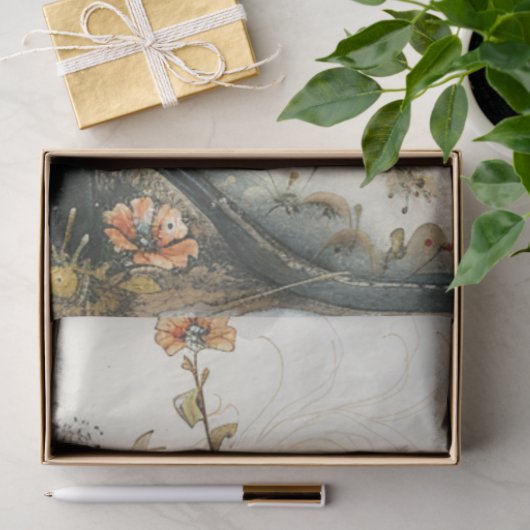 Decoupage Whimsical Cats &  Boot Flowers Tissuepapier (Geschenk)