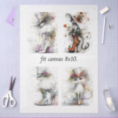 Decoupage Whimsical Cats Past op 8 x 10 Canvas Tissuepapier (Craft)