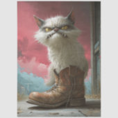 Decoupage Whimsical Chagrijnige Kat Tissuepapier (Voorkant)