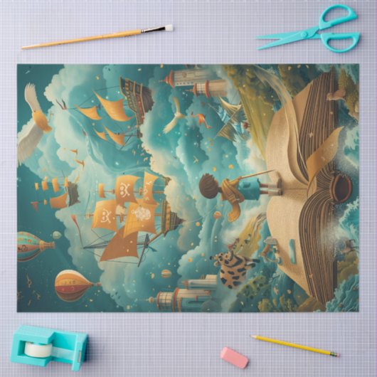 Decoupage Whimsical Child Cloud Learning School Tissuepapier (Craft)