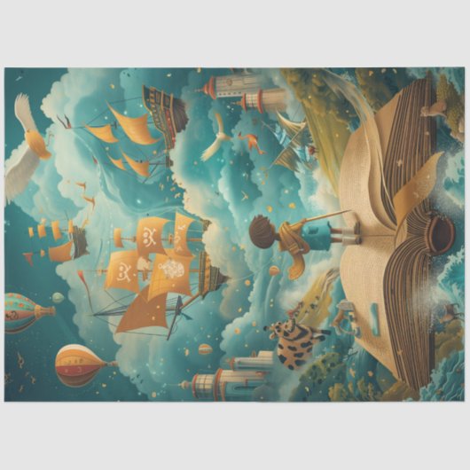 Decoupage Whimsical Child Cloud Learning School Tissuepapier (Voorkant)