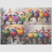 Decoupage Whimsical Christmas Birds Scrapbooking Tissuepapier (Voorkant)