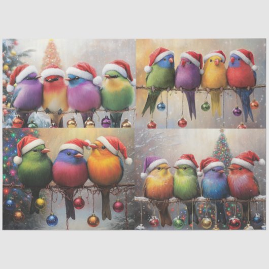 Decoupage Whimsical Christmas Birds Scrapbooking Tissuepapier (Voorkant)