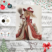 Decoupage Whimsical Christmas Witch  Tissuepapier