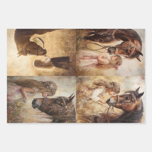 Decoupage Whimsical Collectie Horses & Swan Inpakpapier Vel (Voorkant)