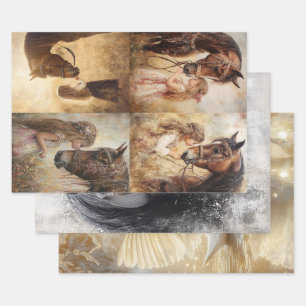 Decoupage Whimsical Collectie Paarden & Zwaan Inpakpapier Vel