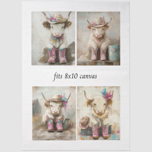Decoupage Whimsical Cowboy Highland Calvess  Tissuepapier (Voorkant)