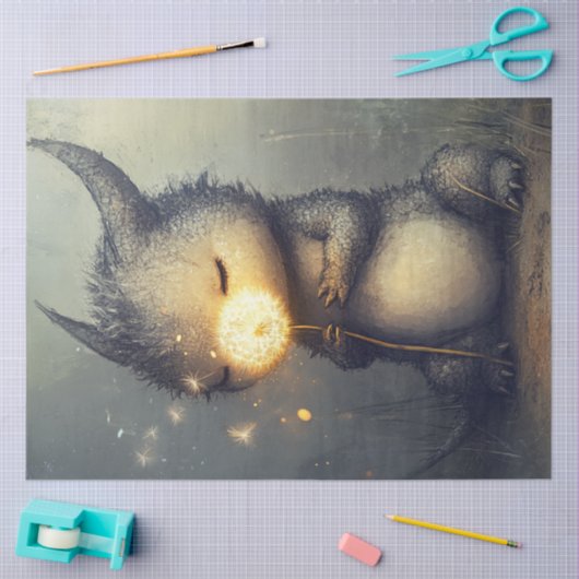 Decoupage Whimsical Creature Dragon Dandelion Tissuepapier (Craft)