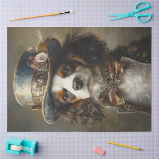 Decoupage Whimsical  Dressed Spaniel & Pet Tissuepapier (Craft)