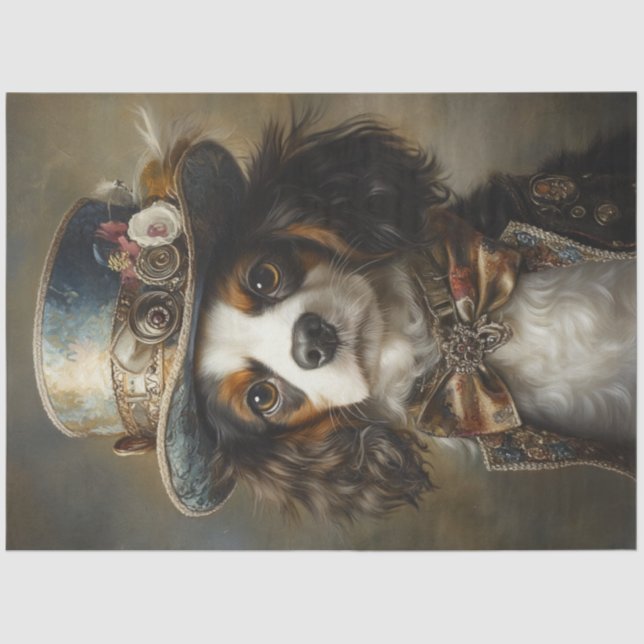Decoupage Whimsical  Dressed Spaniel & Pet Tissuepapier (Voorkant)