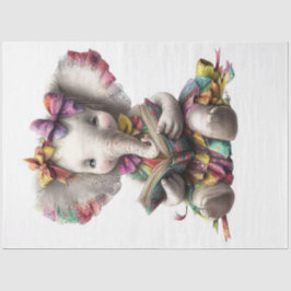 Decoupage Whimsical Elephant Reading voor studente Tissuepapier