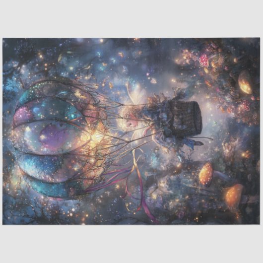 Decoupage Whimsical Fair in een ballon Tissuepapier (Voorkant)