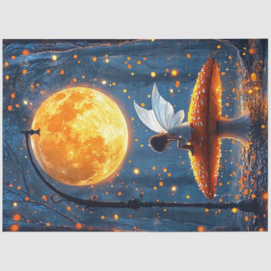 Decoupage Whimsical Fairy Glowing Mushroom Tissuepapier (Voorkant)