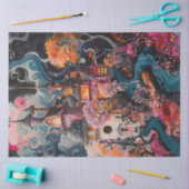 Decoupage Whimsical Fantastical House Heldere kleu Tissuepapier (Craft)