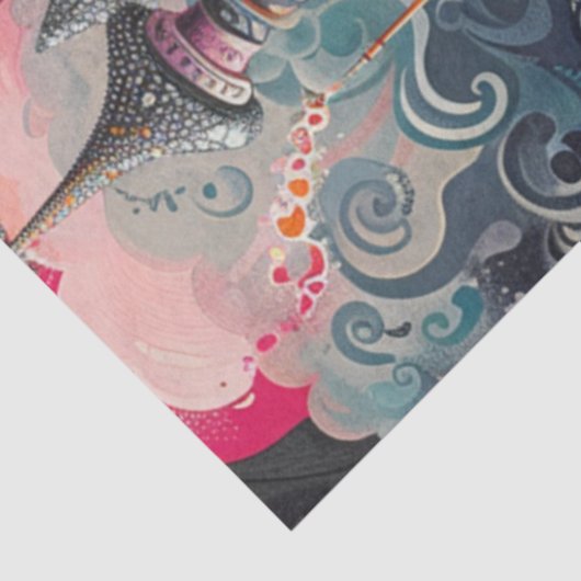 Decoupage Whimsical Fantastical House Heldere kleu Tissuepapier (Detail)