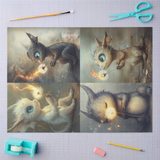 Decoupage Whimsical Fantasy Dragons Tissuepapier (Craft)